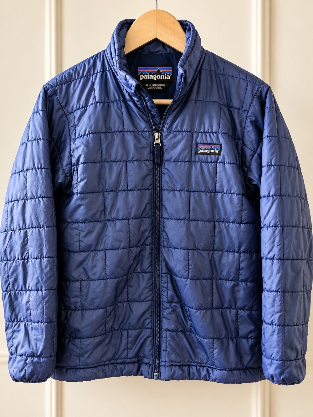 Patagonia Kids Nano Puff Jacket XL 14 Blue PrimaLoft Quilted Puffer 68001